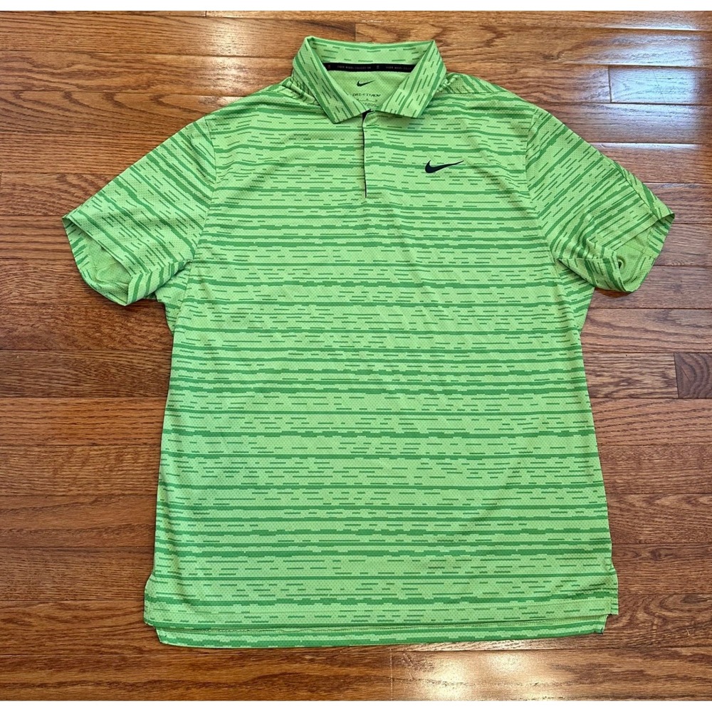 Nike Tiger Woods Collection Dri-FIT ADV Golf Polo Mens Medium Green Patterned